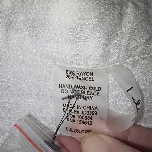 NWT Lulus Button-Front Collared Shirt Dress Size L White Summer Beach Cover Up - Picture 11 of 11